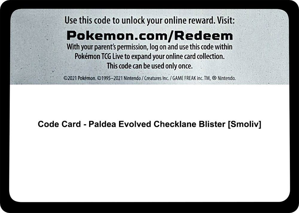 Code Card - Paldea Evolved Checklane Blister [Smoliv]