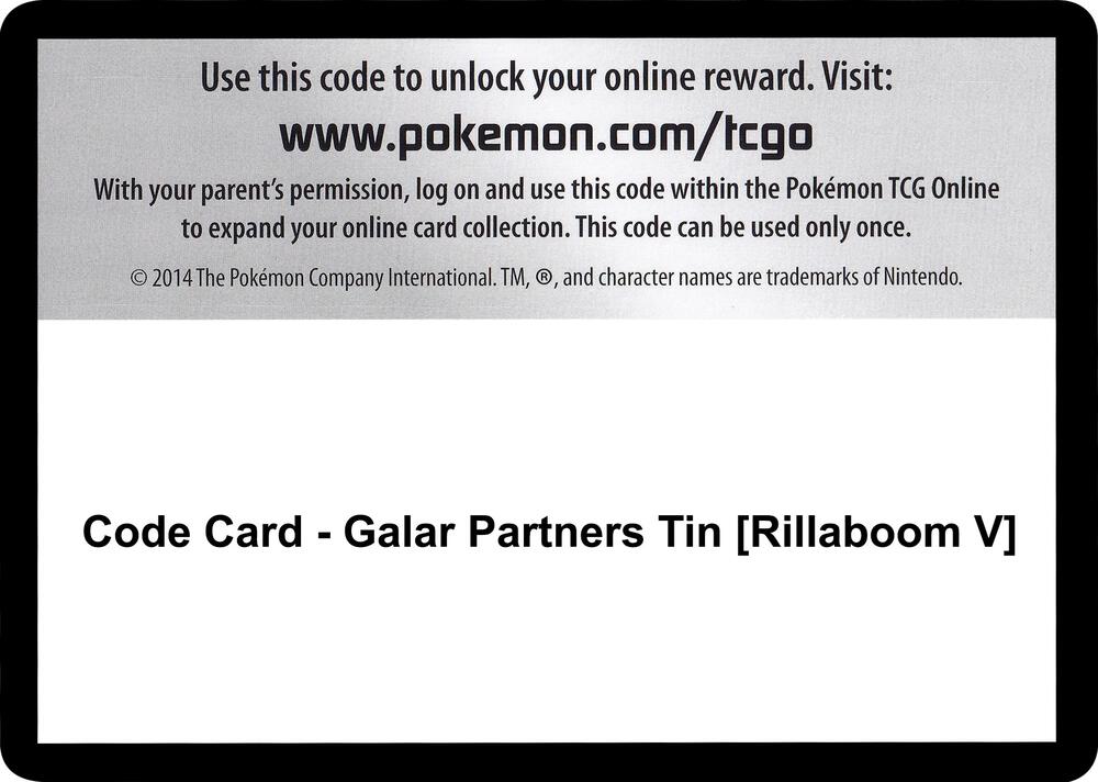 Code Card - Galar Partners Tin [Rillaboom V]