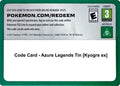 Code Card - Azure Legends Tin [Kyogre ex]