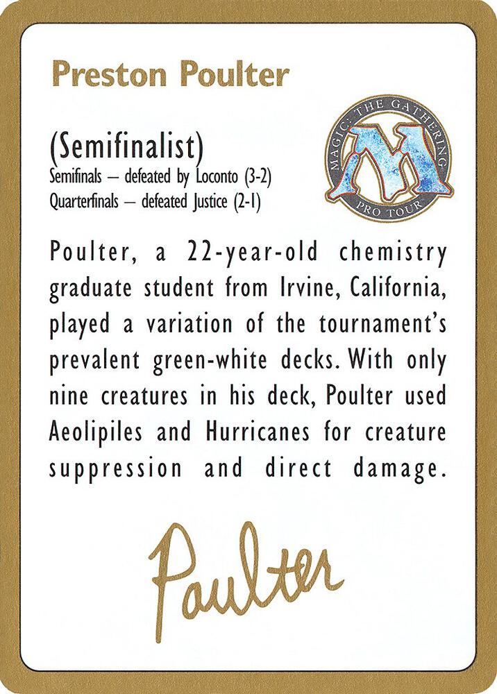 1996 Preston Poulter Biography Card