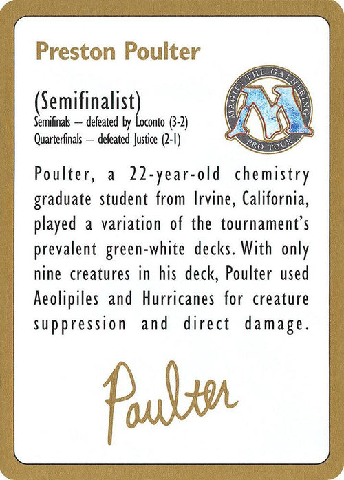 1996 Preston Poulter Biography Card