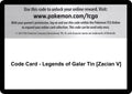 Code Card - Legends of Galar Tin [Zacian V]