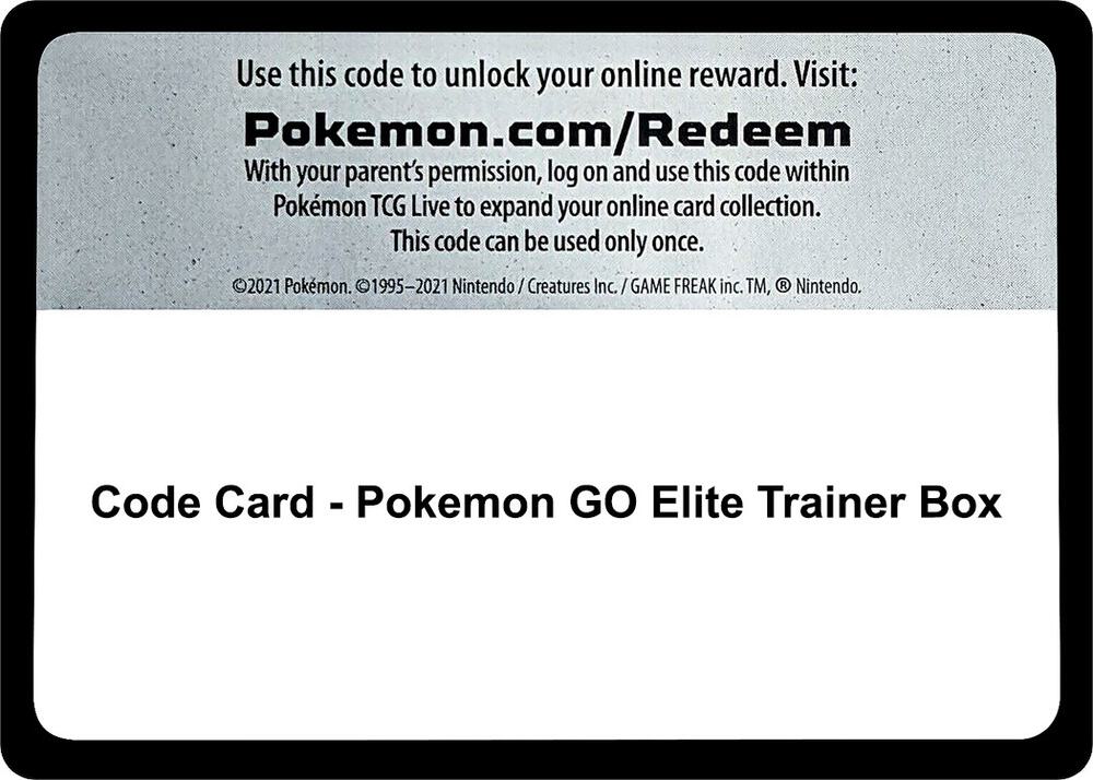 Code Card - Pokemon GO Elite Trainer Box