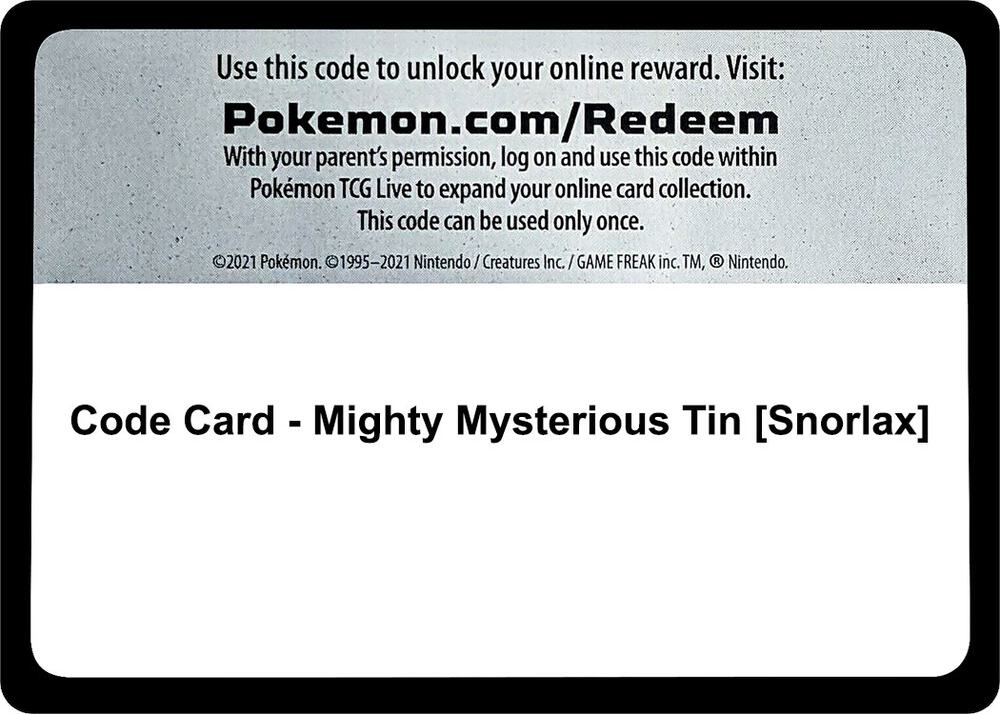 Code Card - Mighty Mysterious Tin [Snorlax]