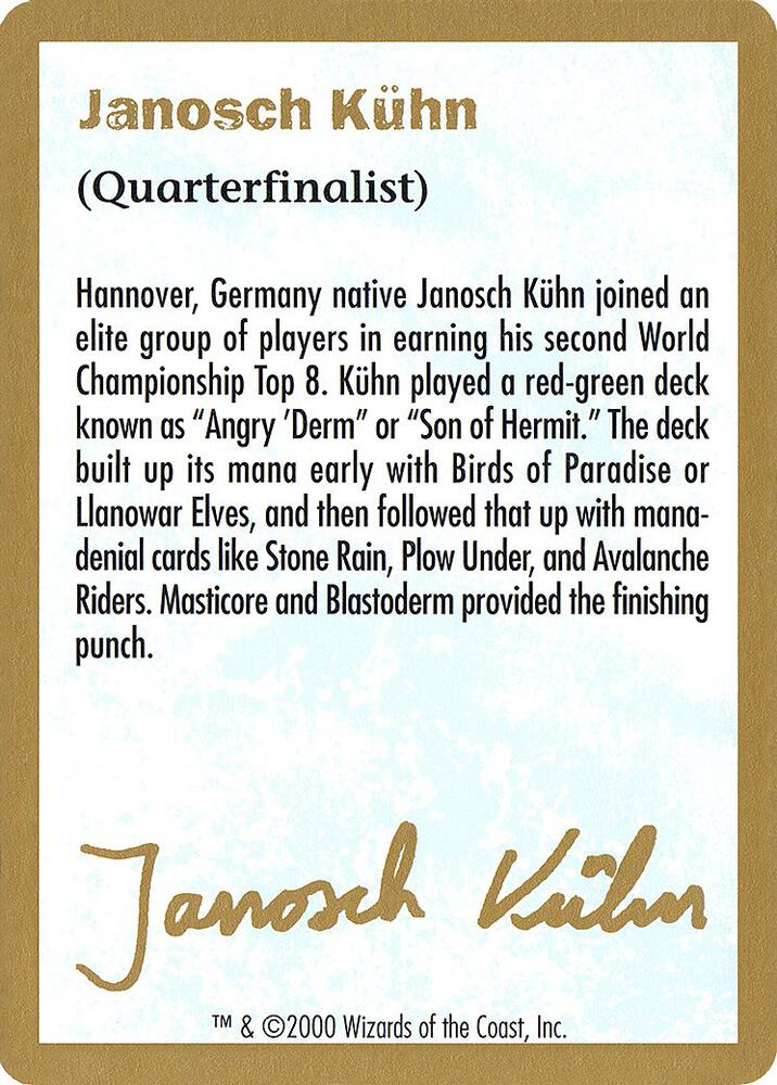 2000 Janosch Kuhn Biography Card