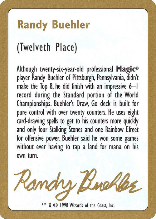 1998 Randy Buehler Biography Card