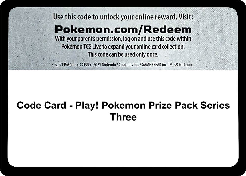 Code Card - Play! Pokemon Prize Pack Series Three