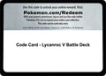 Code Card - Lycanroc V Battle Deck