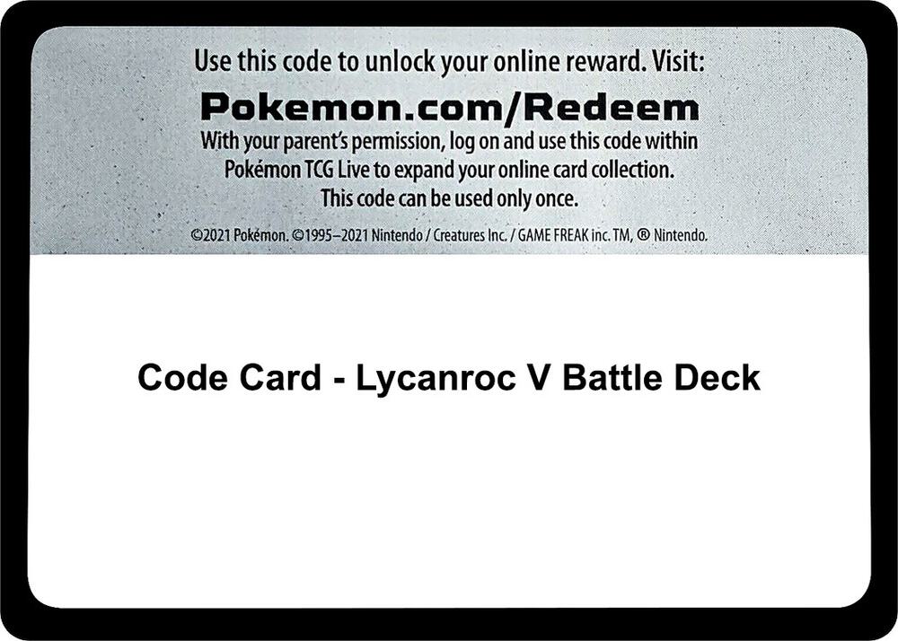 Code Card - Lycanroc V Battle Deck