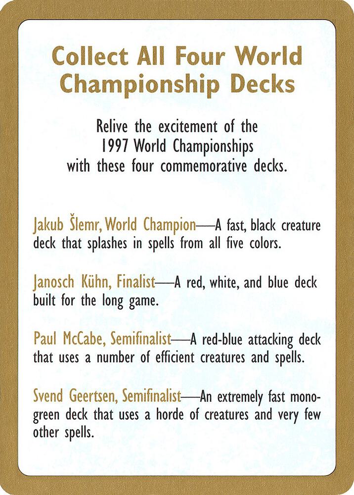 1997 World Championship Advertisement Card