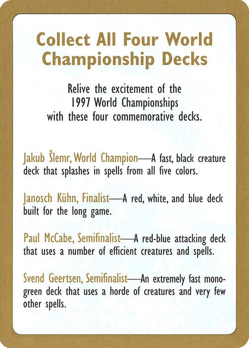 1997 World Championship Advertisement Card