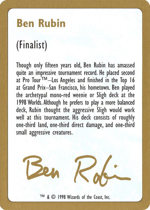 1998 Ben Rubin Biography Card