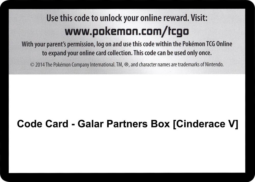 Code Card - Galar Partners Box [Cinderace V]