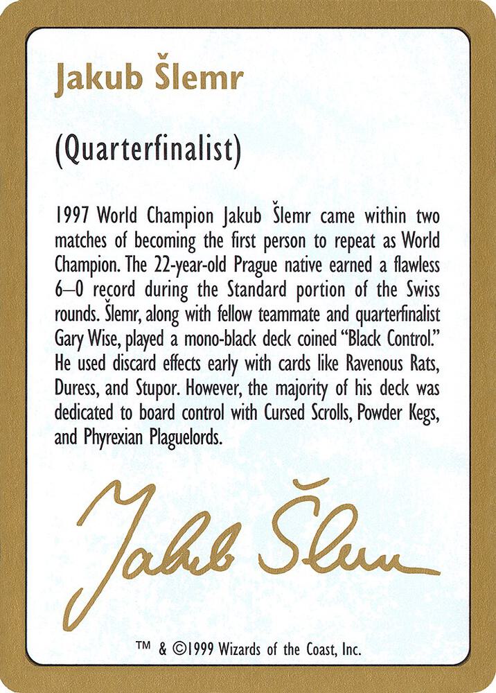1999 Jakub Slemr Biography Card