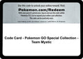 Code Card - Pokemon GO Special Collection - Team Mystic