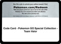 Code Card - Pokemon GO Special Collection - Team Valor