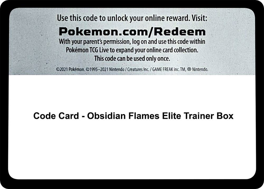 Code Card - Obsidian Flames Elite Trainer Box