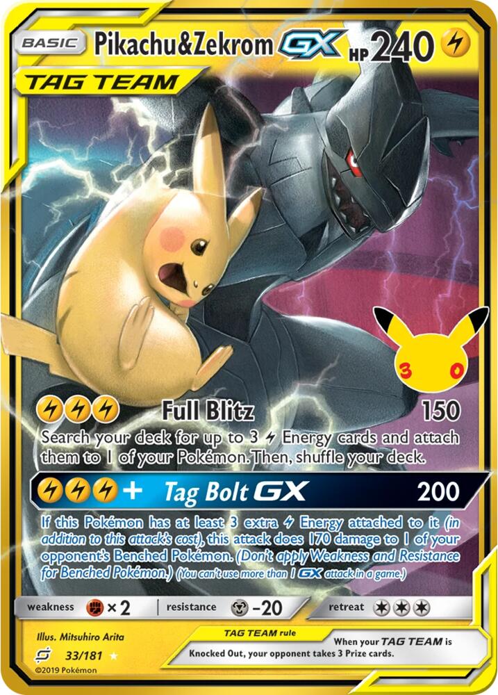 Pikachu & Zekrom GX - 33/181 [ME: 30th Celebration Classic Collection]