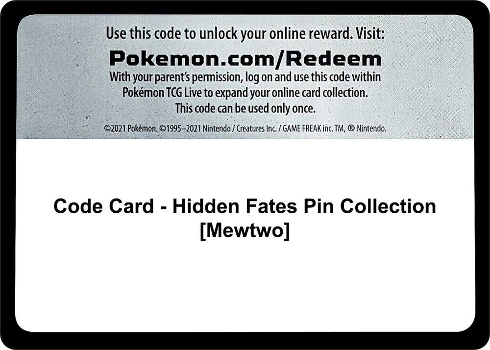 Code Card - Hidden Fates Pin Collection [Mewtwo]