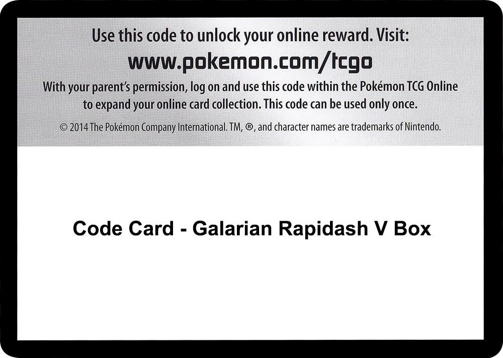 Code Card - Galarian Rapidash V Box