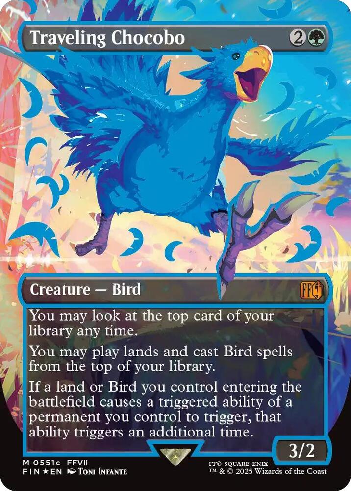 Traveling Chocobo (Borderless) (Neon Ink Blue)