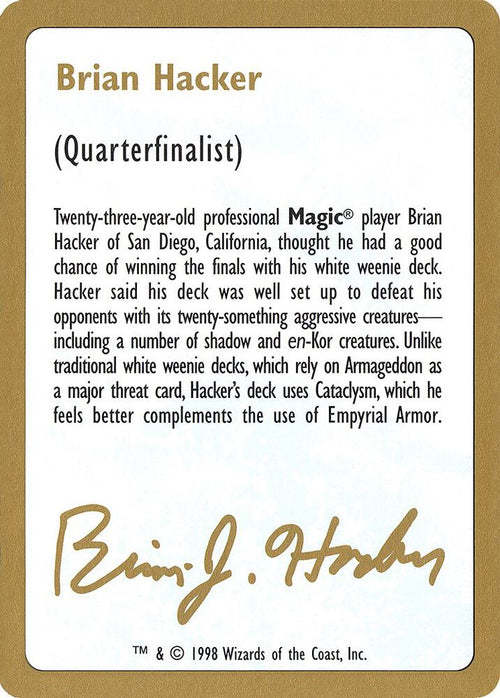 1998 Brian Hacker Biography Card