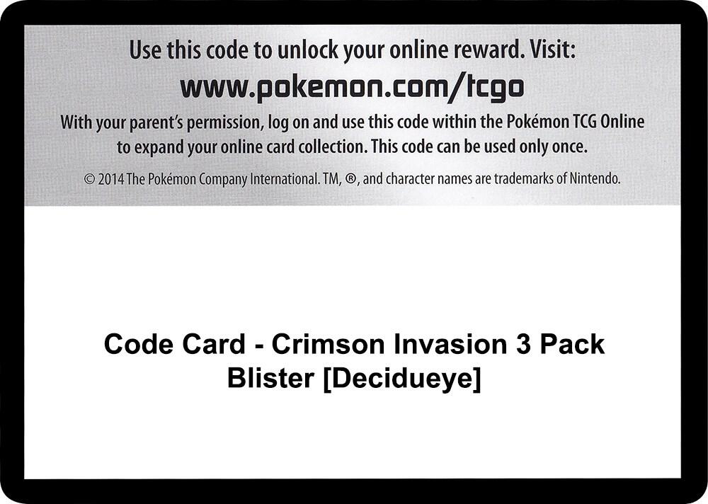 Code Card - Crimson Invasion 3 Pack Blister [Decidueye]