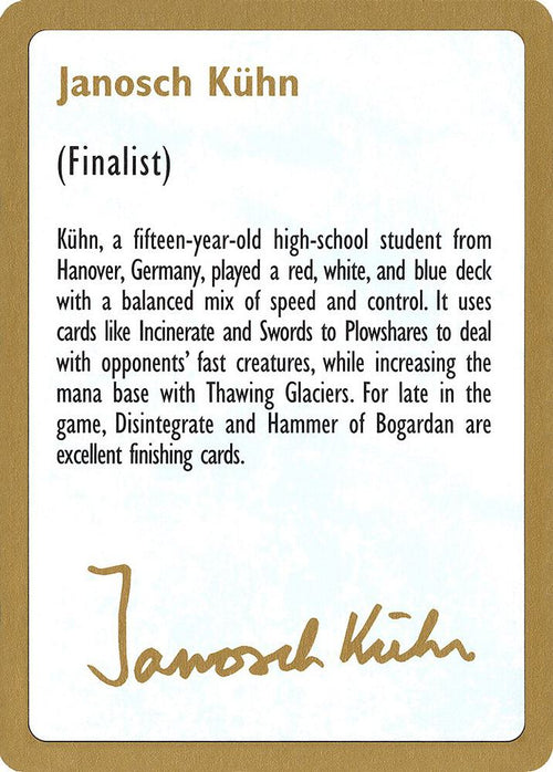 1997 Janosch Kuhn Biography Card