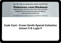 Code Card - Crown Zenith Special Collection [Unown V & Lugia V]