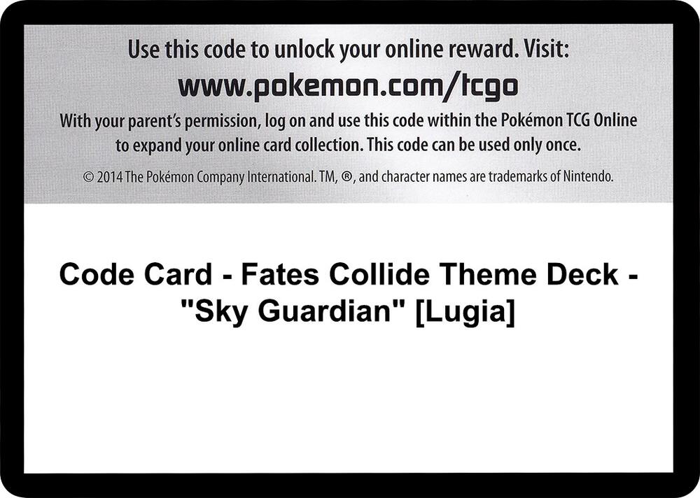 Code Card - Fates Collide Theme Deck - "Sky Guardian" [Lugia]