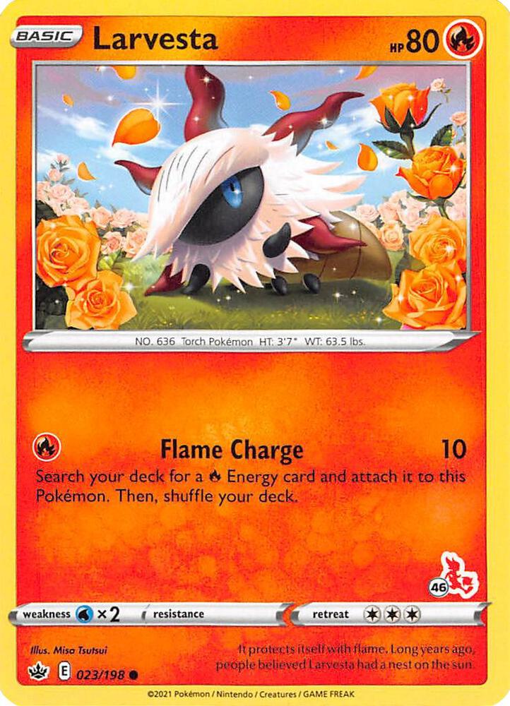 Larvesta - 023/198 (#46 Cinderace Stamped)