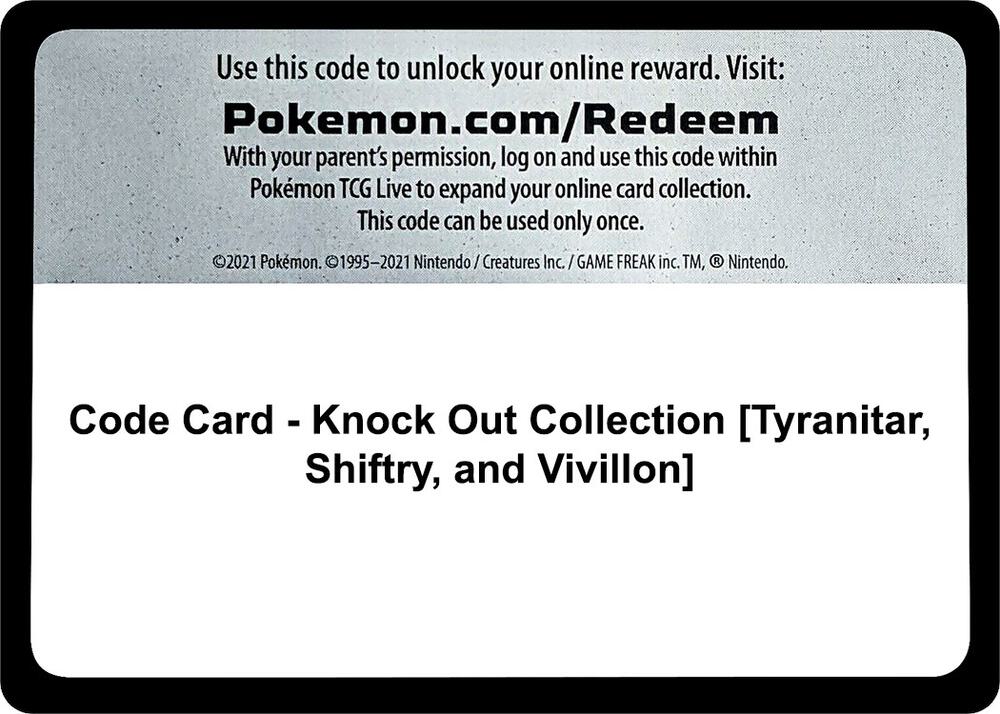Code Card - Knock Out Collection [Tyranitar, Shiftry, and Vivillon]