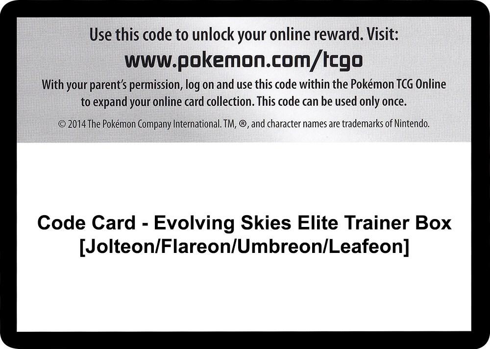 Code Card - Evolving Skies Elite Trainer Box [Jolteon/Flareon/Umbreon/Leafeon]