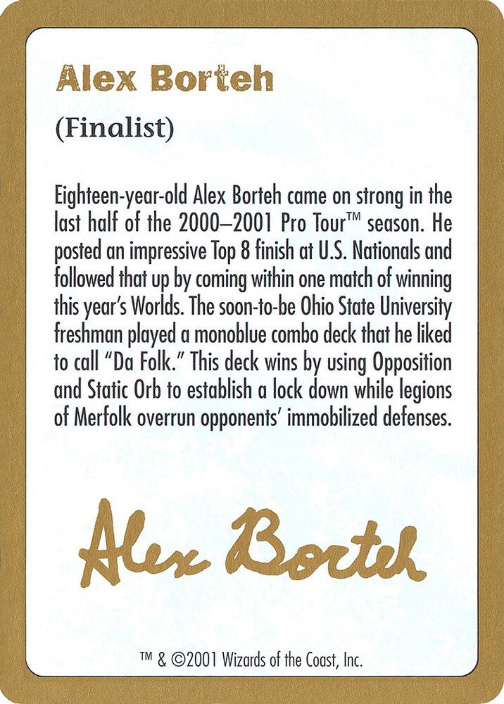 2001 Alex Borteh Biography Card