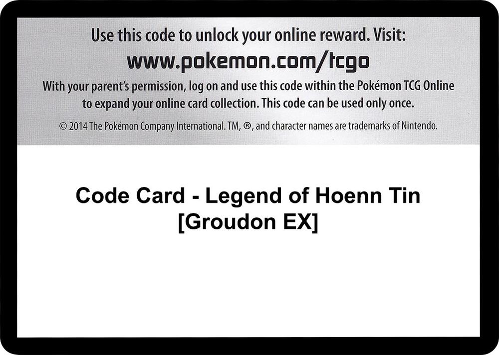 Code Card - Legend of Hoenn Tin [Groudon EX]