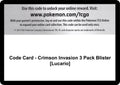 Code Card - Crimson Invasion 3 Pack Blister [Lucario]