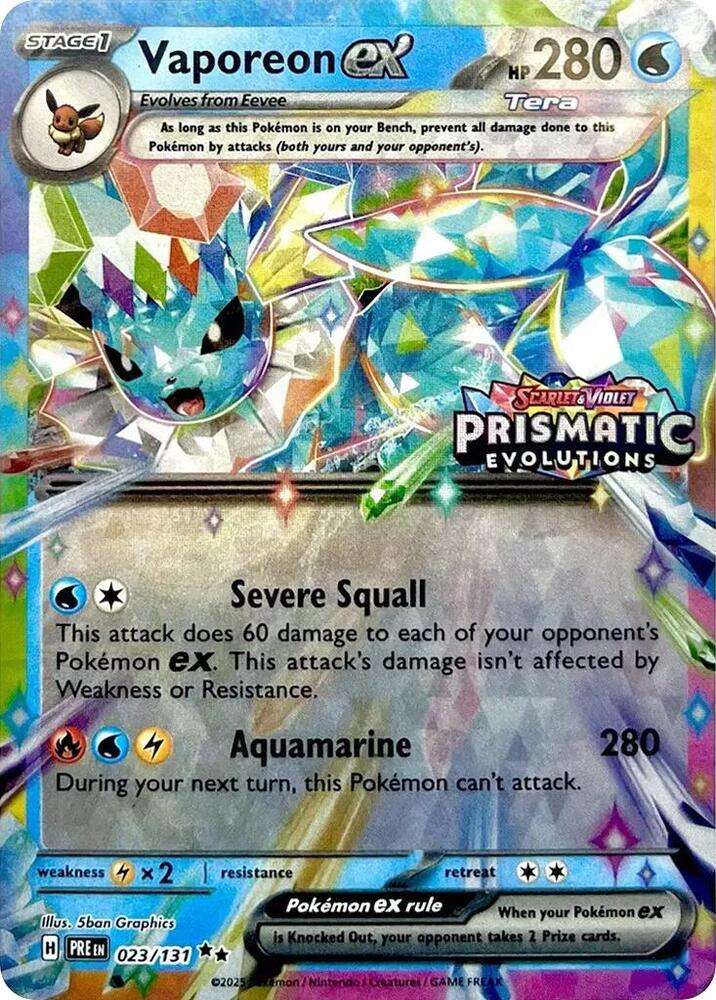 Vaporeon ex - 023/131 (Prismatic Evolutions Stamp)