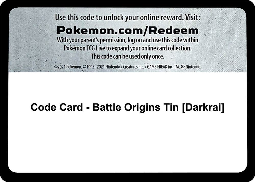 Code Card - Battle Origins Tin [Darkrai]