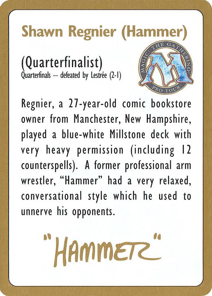 1996 Shawn "Hammer" Regnier Biography Card