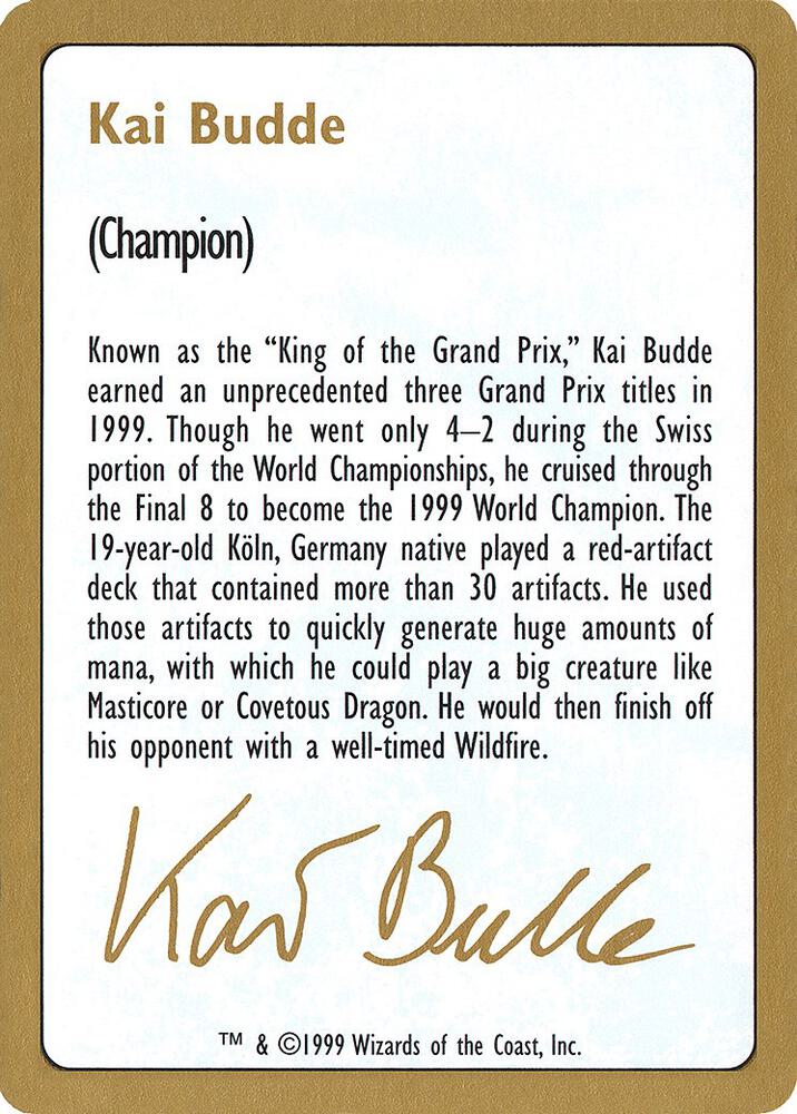 1999 Kai Budde Biography Card