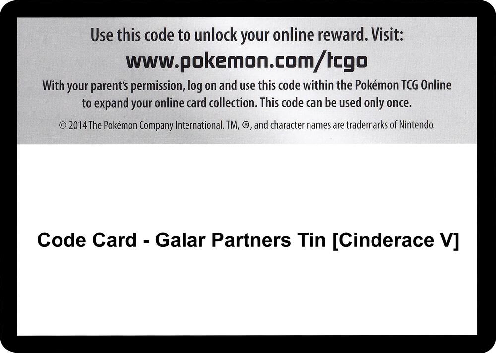 Code Card - Galar Partners Tin [Cinderace V]