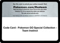 Code Card - Pokemon GO Special Collection - Team Instinct