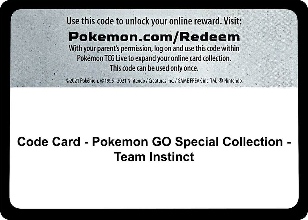 Code Card - Pokemon GO Special Collection - Team Instinct