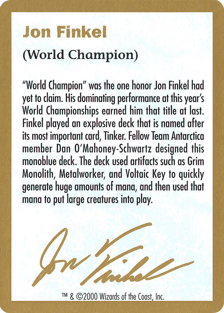 2000 Jon Finkel Biography Card