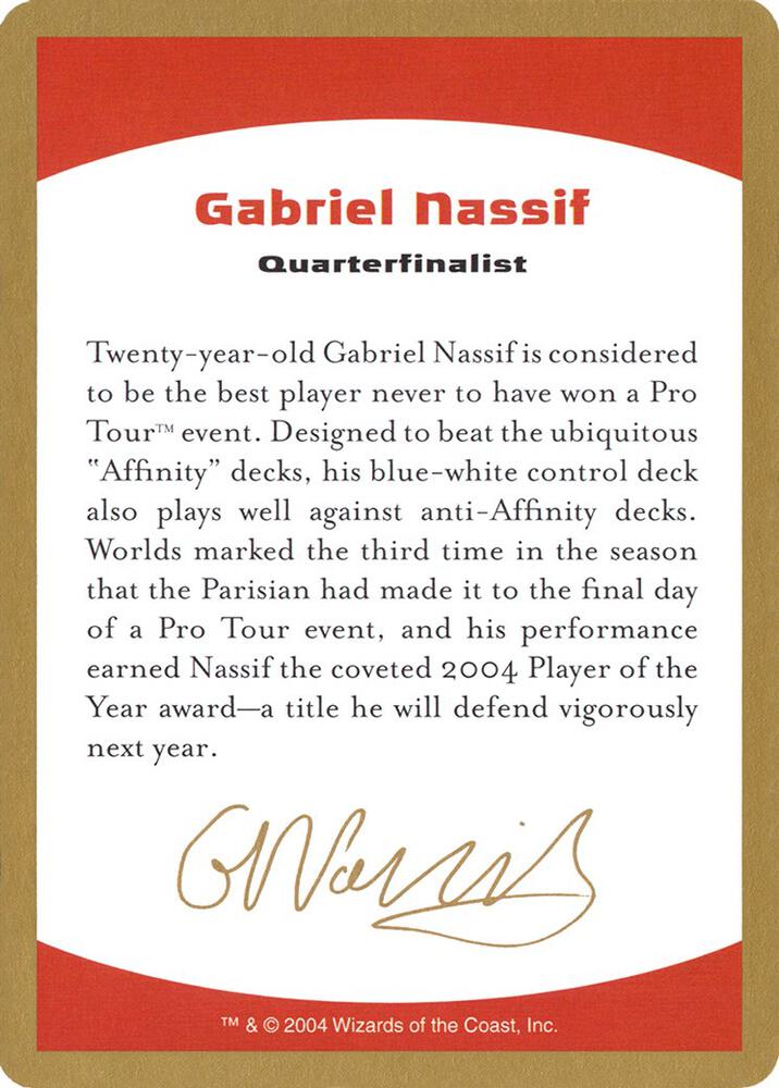 2004 Gabriel Nassif Biography Card