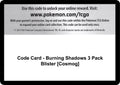 Code Card - Burning Shadows 3 Pack Blister [Cosmog]
