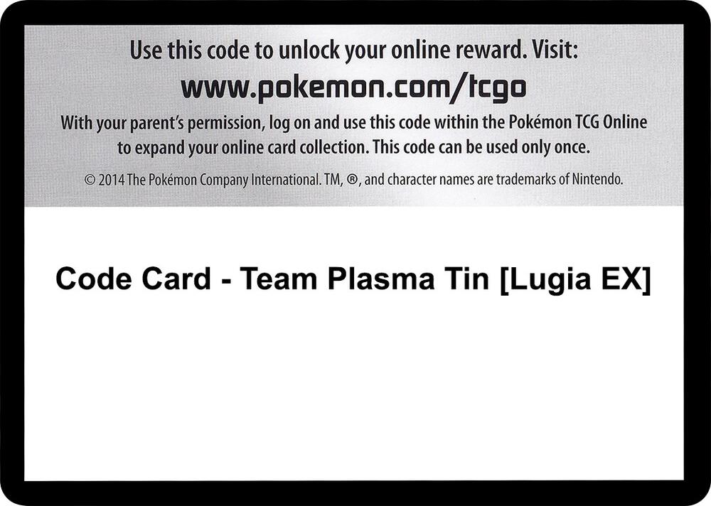 Code Card - Team Plasma Tin [Lugia EX]