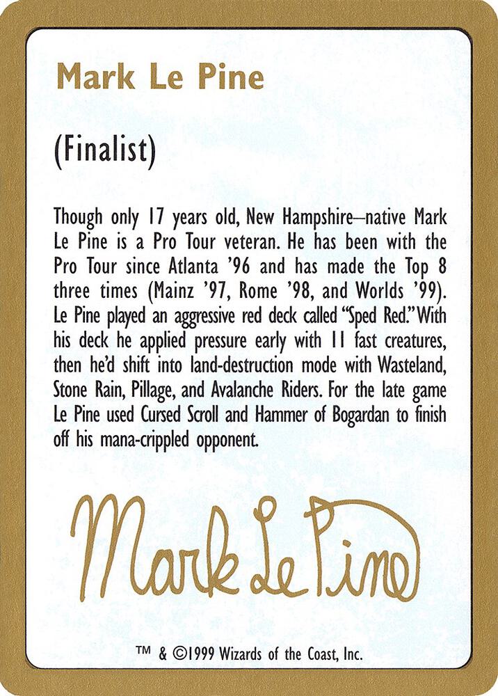 1999 Mark Le Pine Biography Card